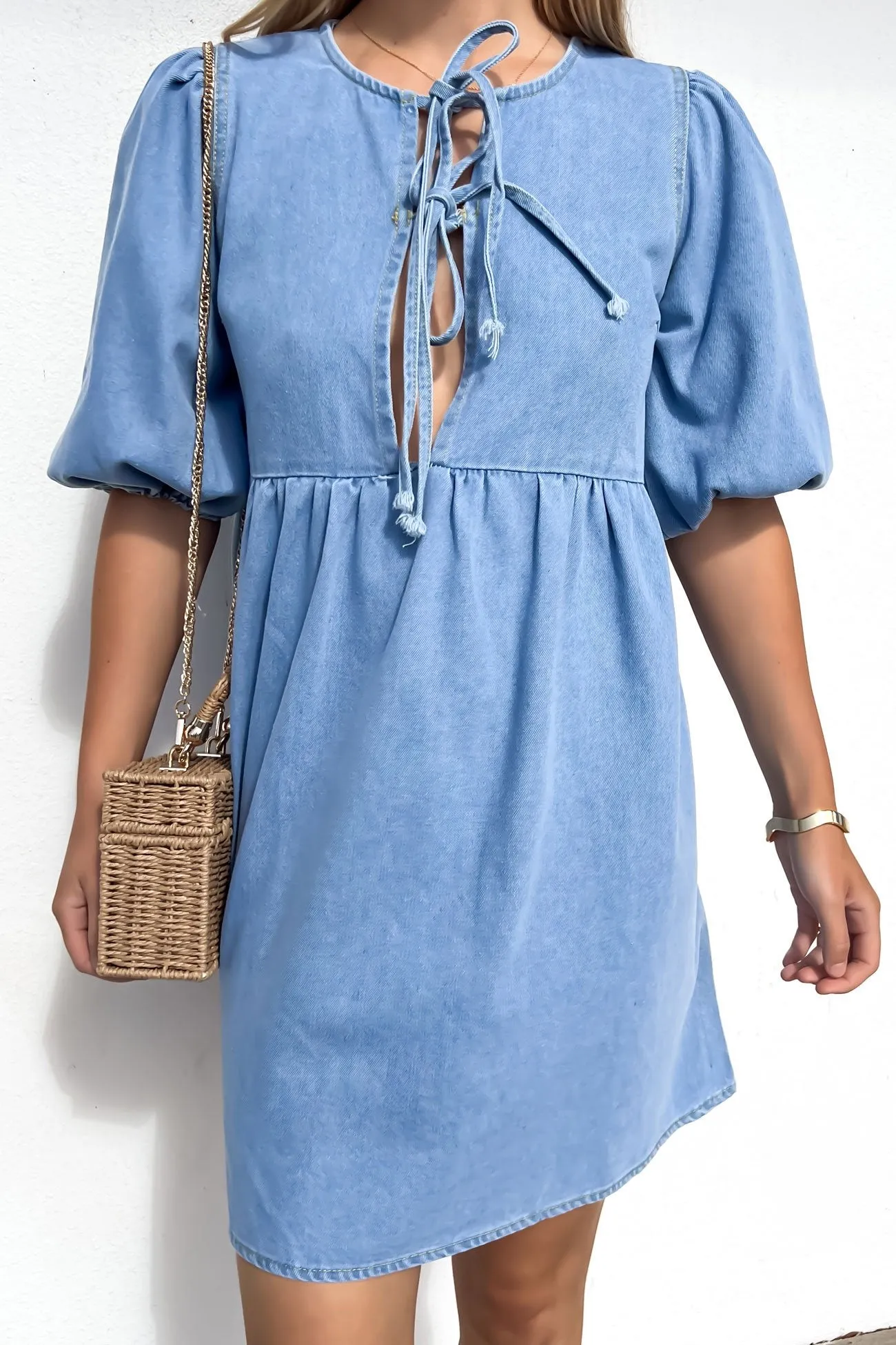 Otto Denim Mini Dress Light Blue