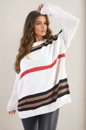 Oversized Striped Long Sleeve Knitted Jumper