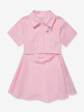 Palm Angels Girls 3 Palms Striped Shirt Dress in Pink