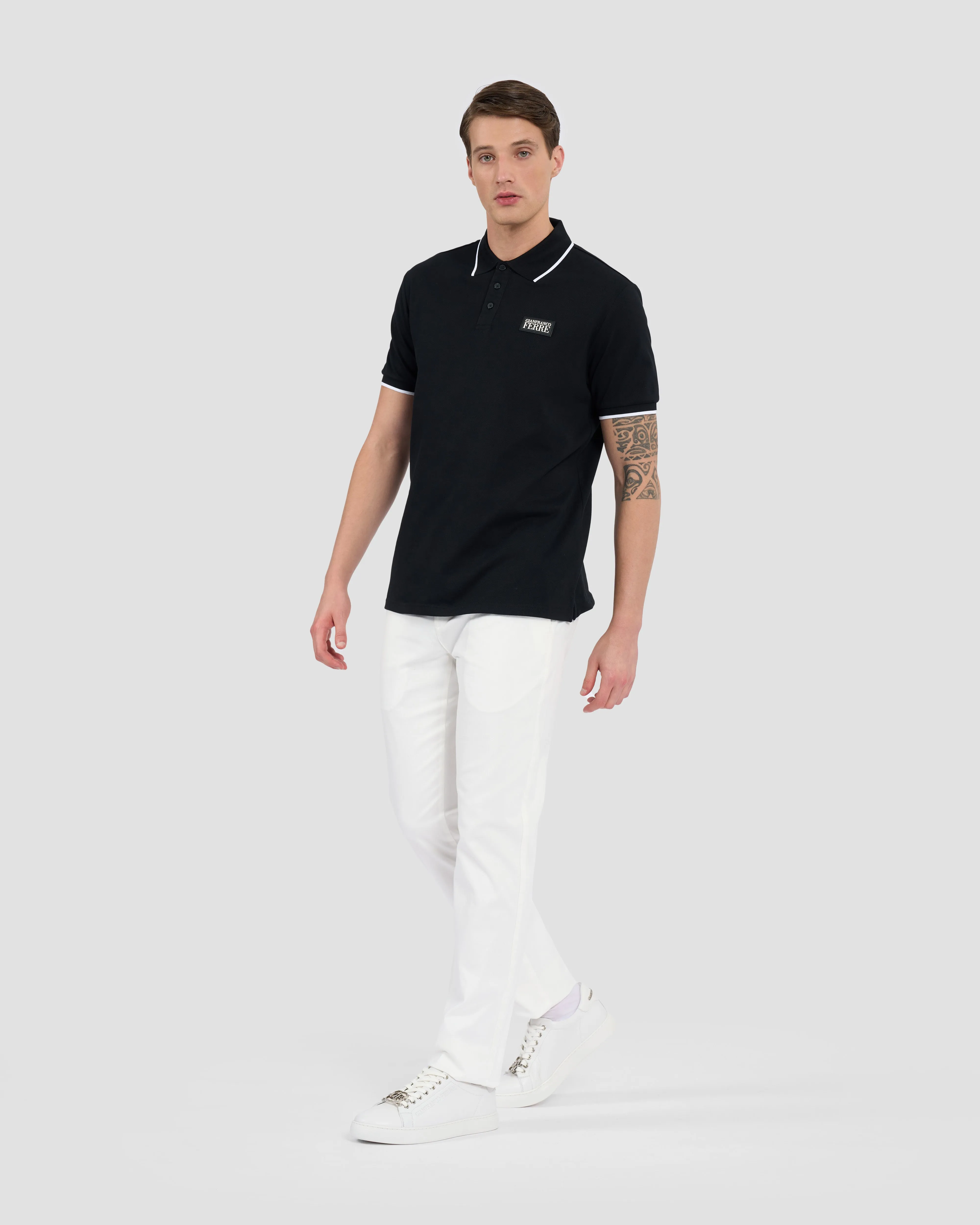 Patterned Placket Polo Shirt