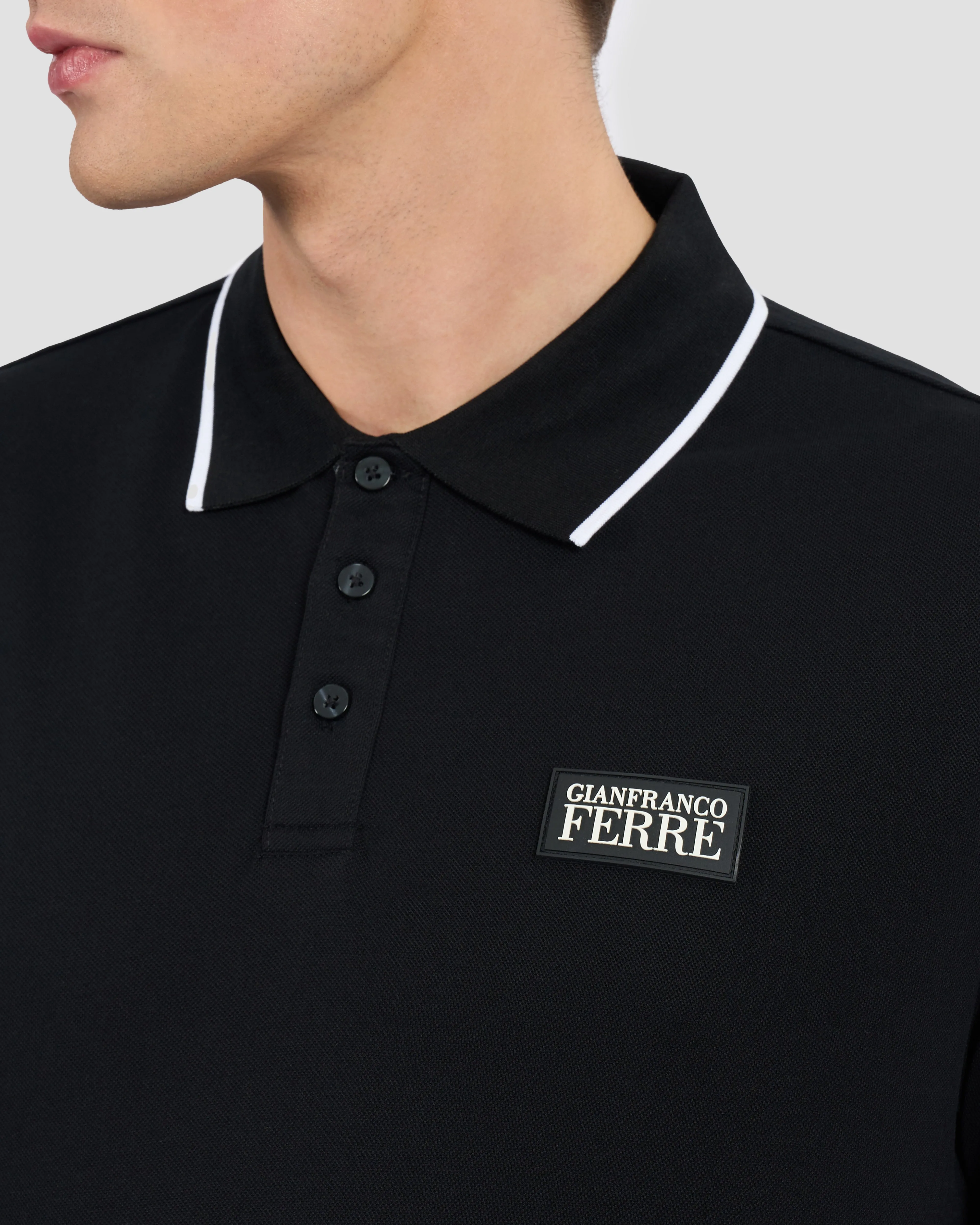 Patterned Placket Polo Shirt