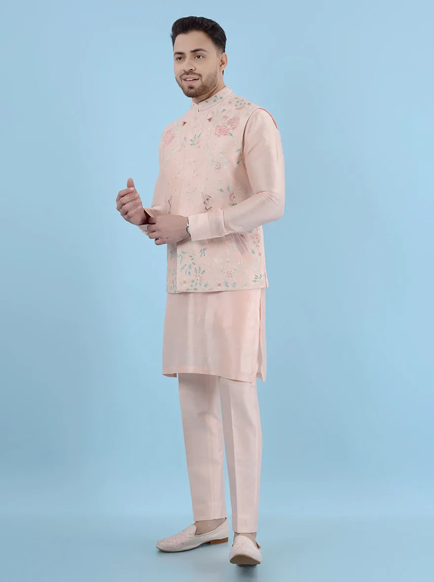 Peach Kurta Set with Koti | TULA