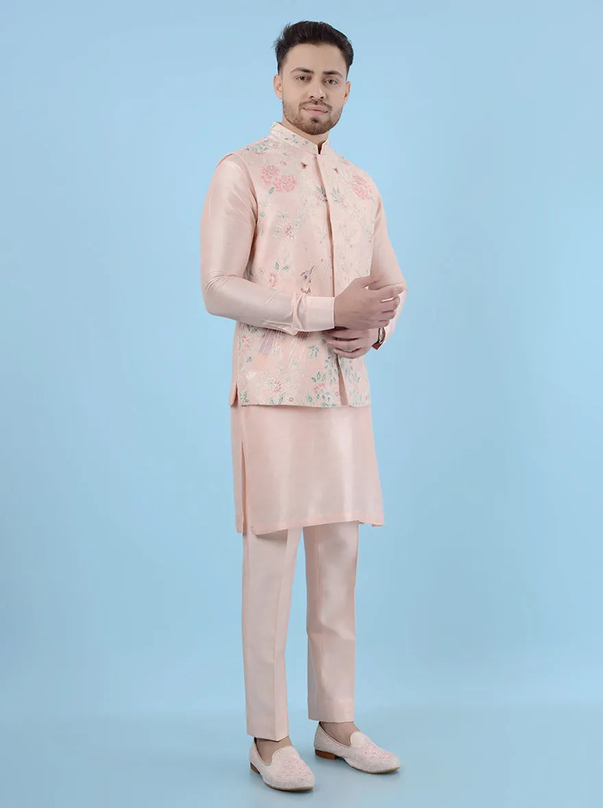 Peach Kurta Set with Koti | TULA