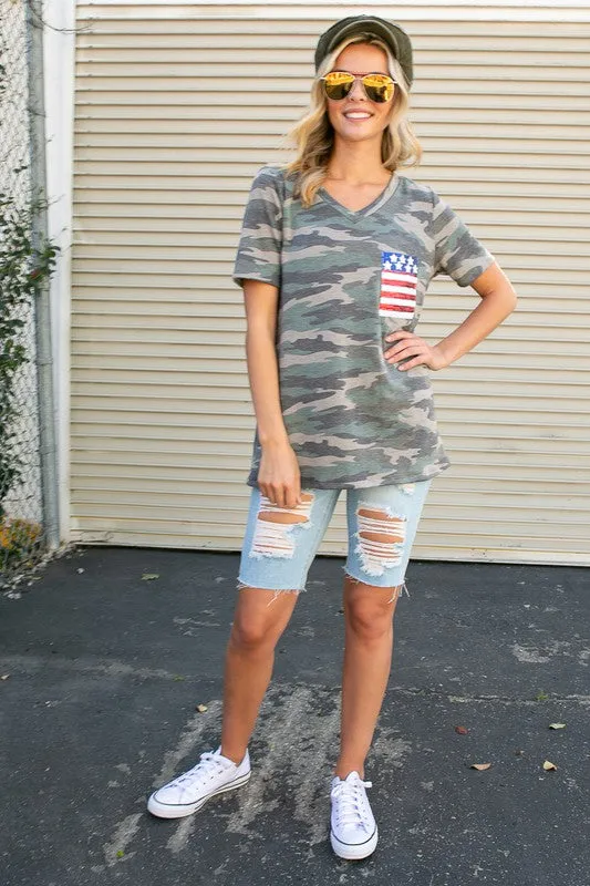 PLUS FRENCH TERRY CAMO BOXY TOP