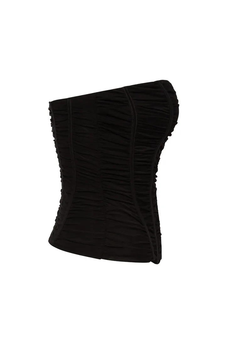 Poppy Plunging Graceful Mesh Corset Top