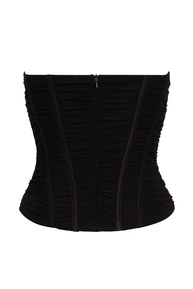 Poppy Plunging Graceful Mesh Corset Top