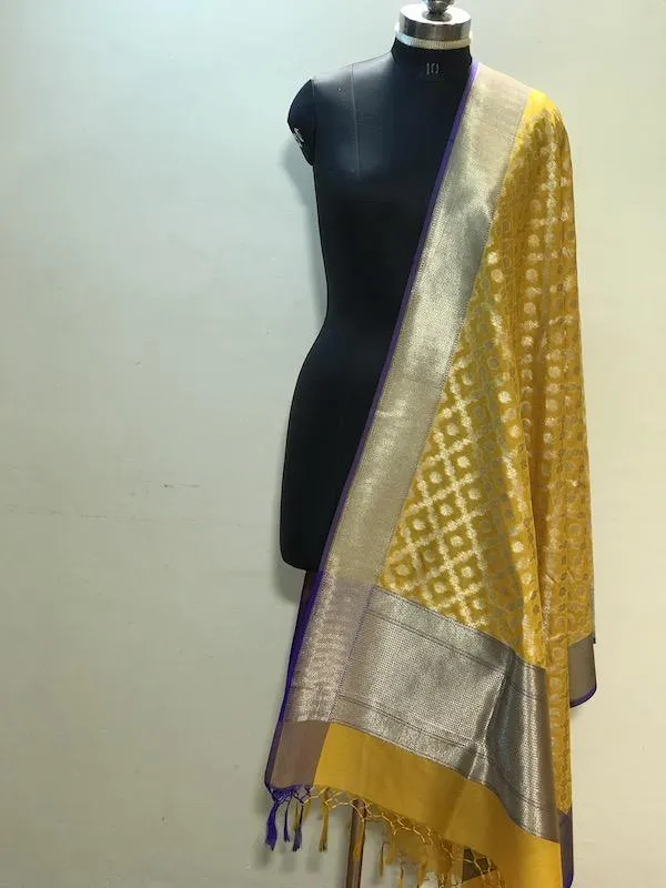 Radiant Yellow Handloom Banarasi Silk Dupatta