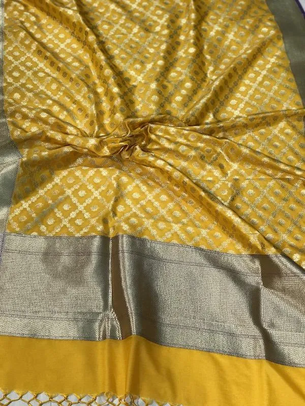 Radiant Yellow Handloom Banarasi Silk Dupatta