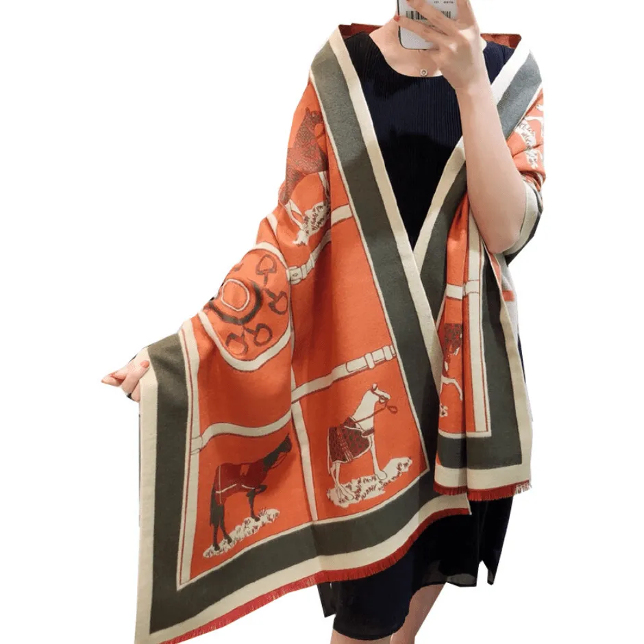 Reversible Wrap/Artisan Shawl - Orange