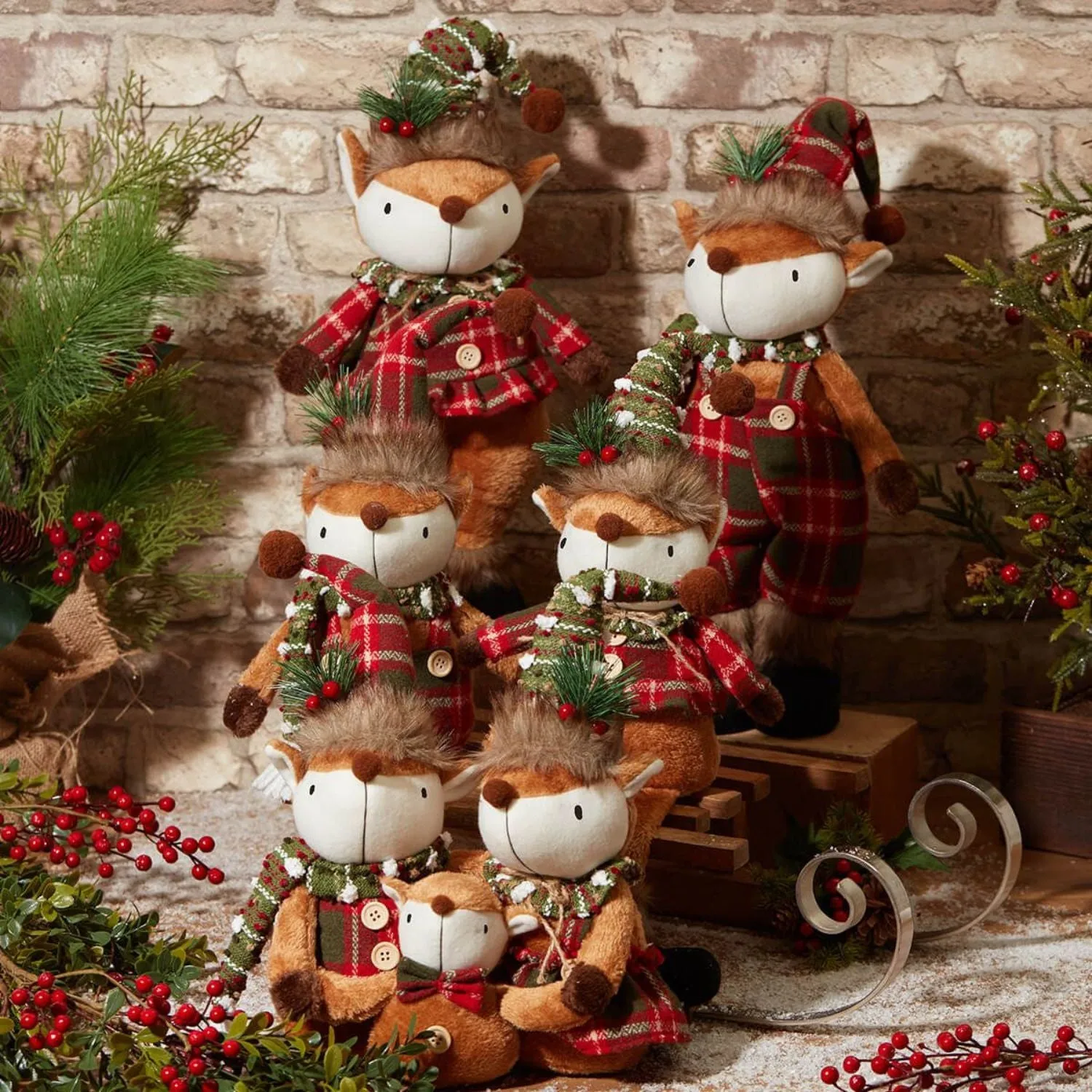 Richard Langs 24cm Xmas Fox Family Plush Ornament