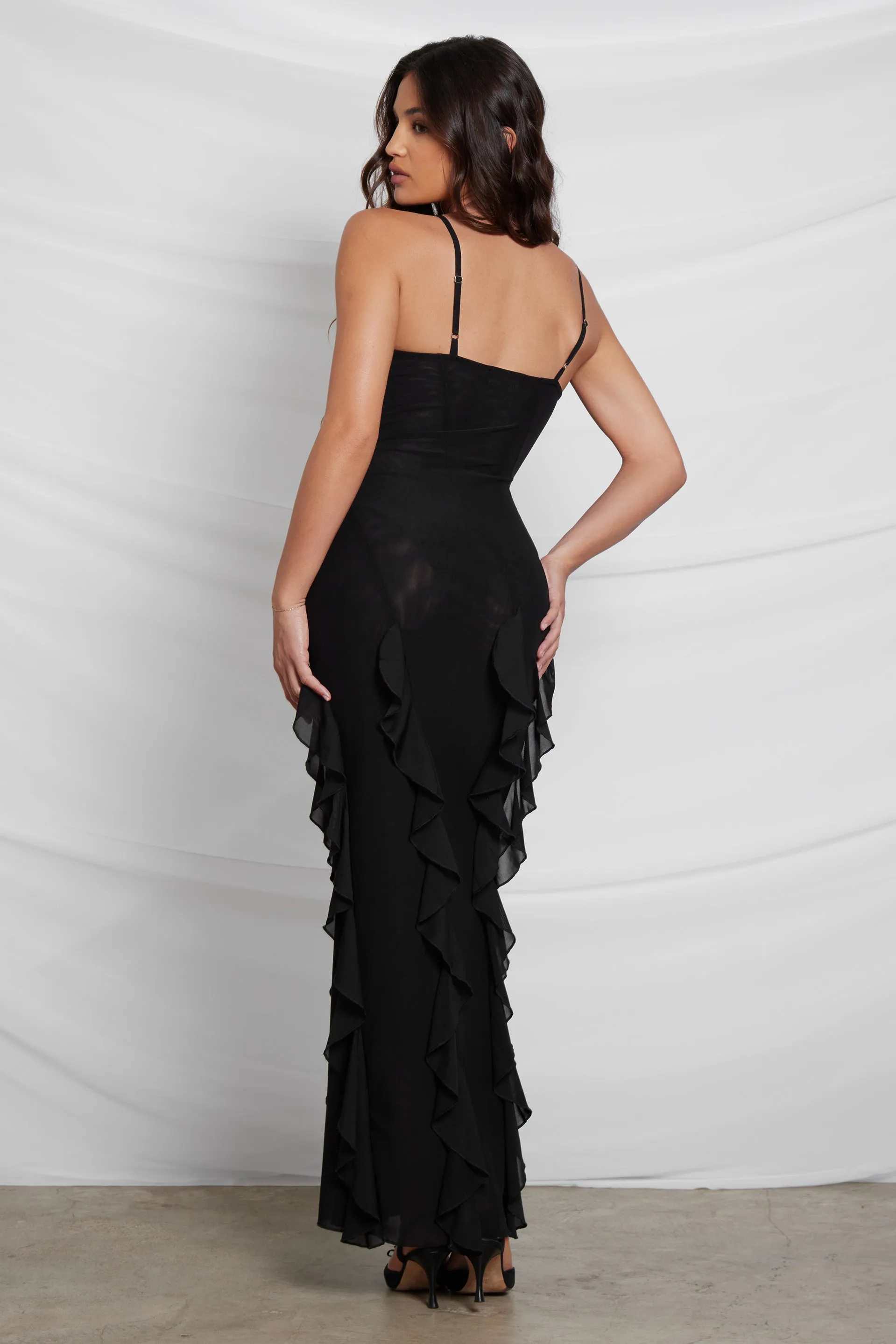 Rodeo Ruffle Graceful Mesh Maxi Dress