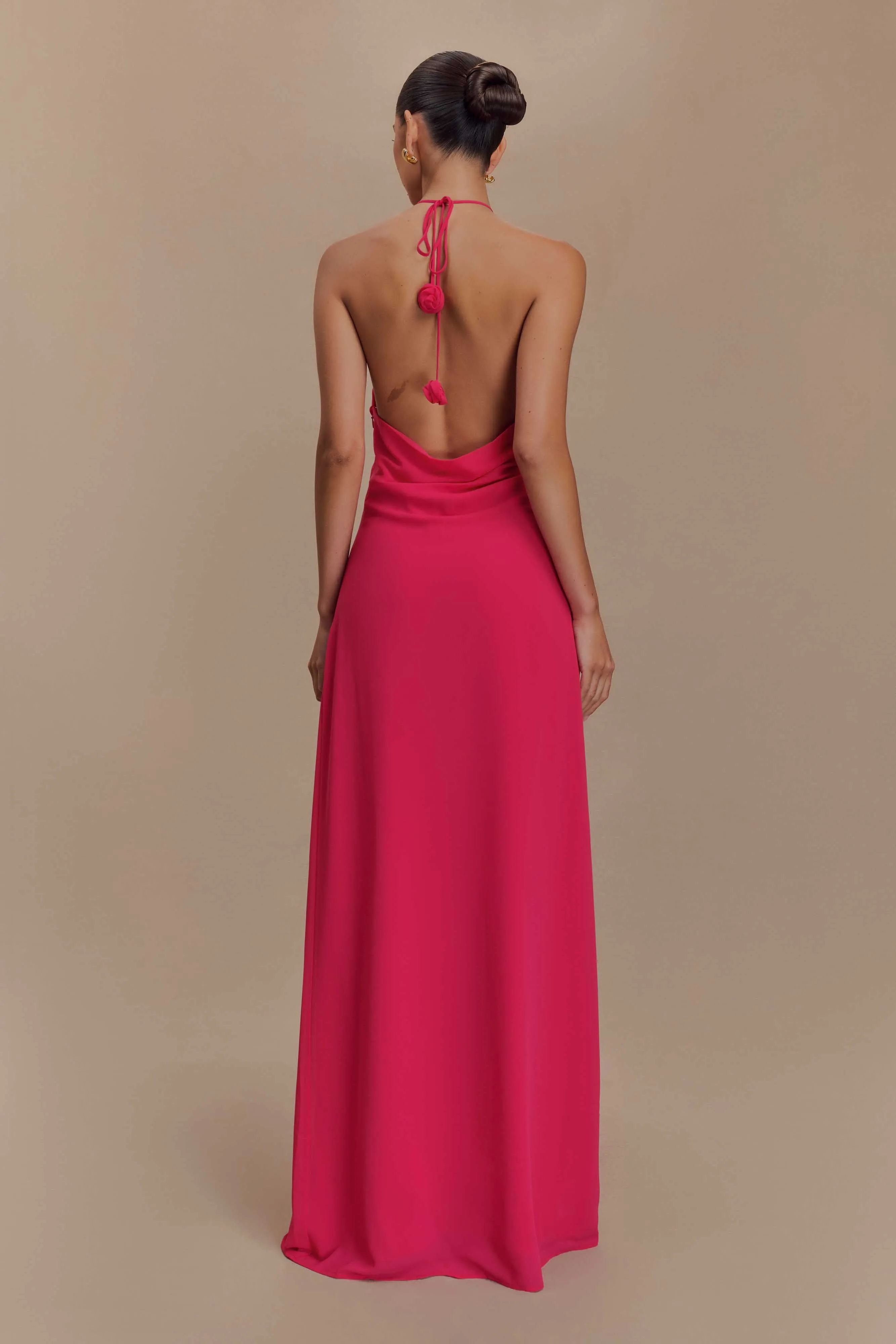 Rosalia Cowl Neck Maxi Dress - Raspberry