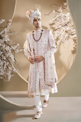 Rose Gold Hand Embroidered Sherwani Set