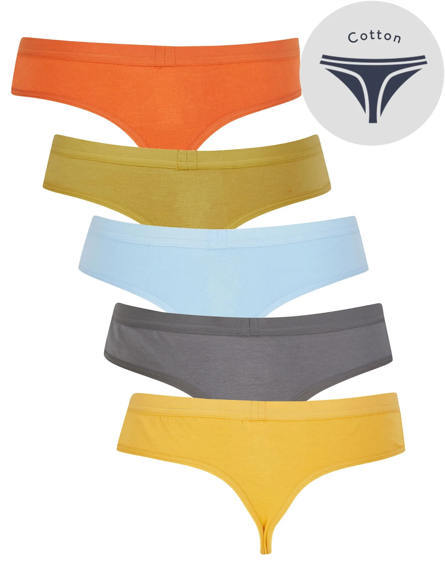 Saint (5 Pack) Cotton Assorted Thongs in Rust / Willow / Dutch Canal / Thunderstorm / Yolk Yellow - Tokyo Laundry