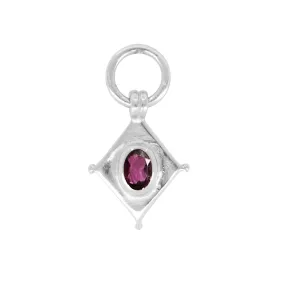 Shield Silver Rhodolite Charm