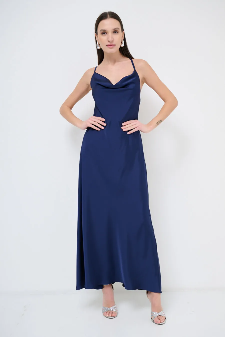 Sleek maxi dress with cowl neckline wholesale