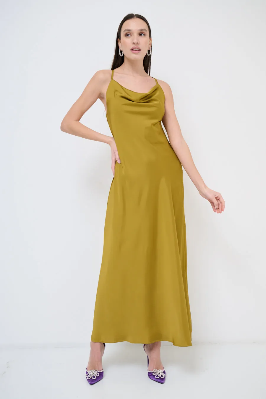 Sleek maxi dress with cowl neckline wholesale