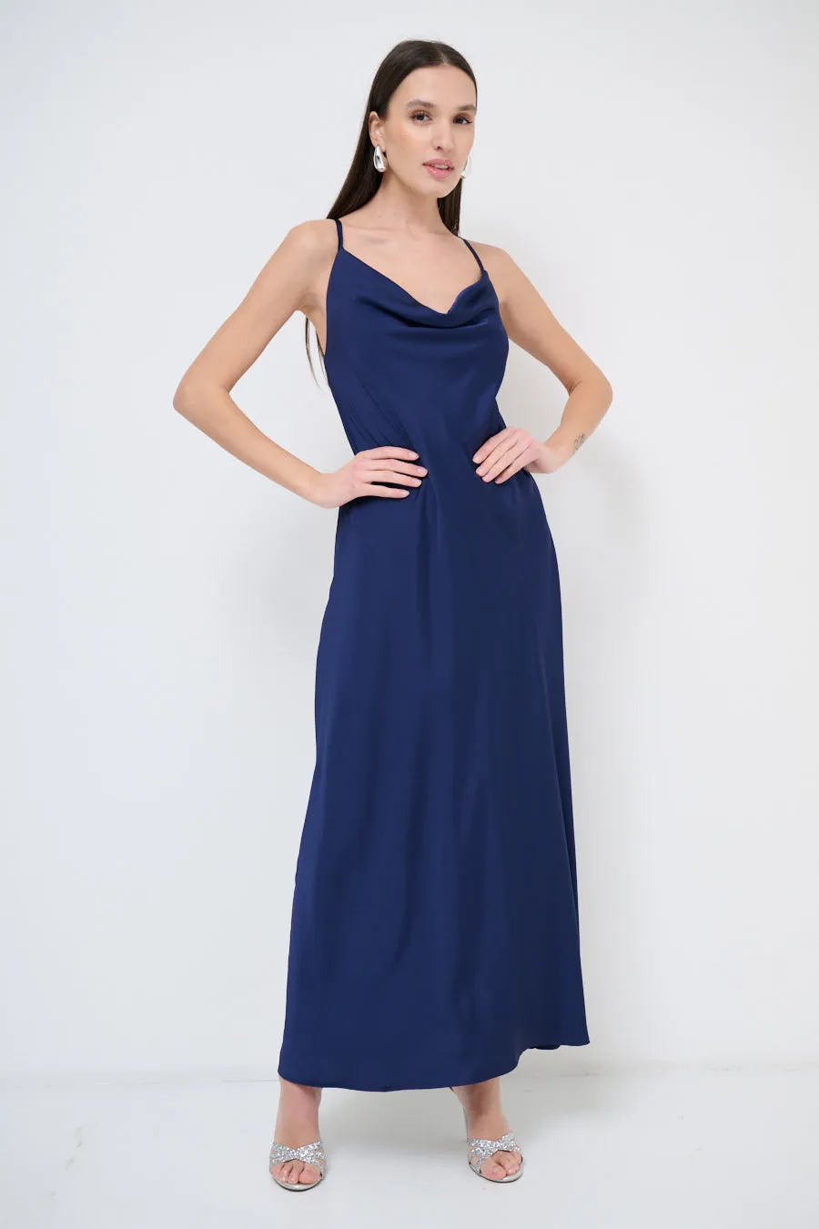 Sleek maxi dress with cowl neckline wholesale