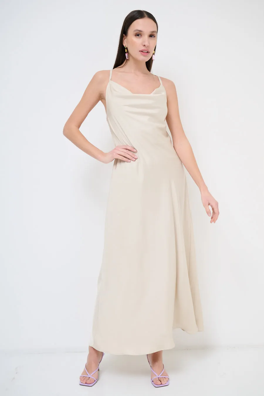 Sleek maxi dress with cowl neckline wholesale