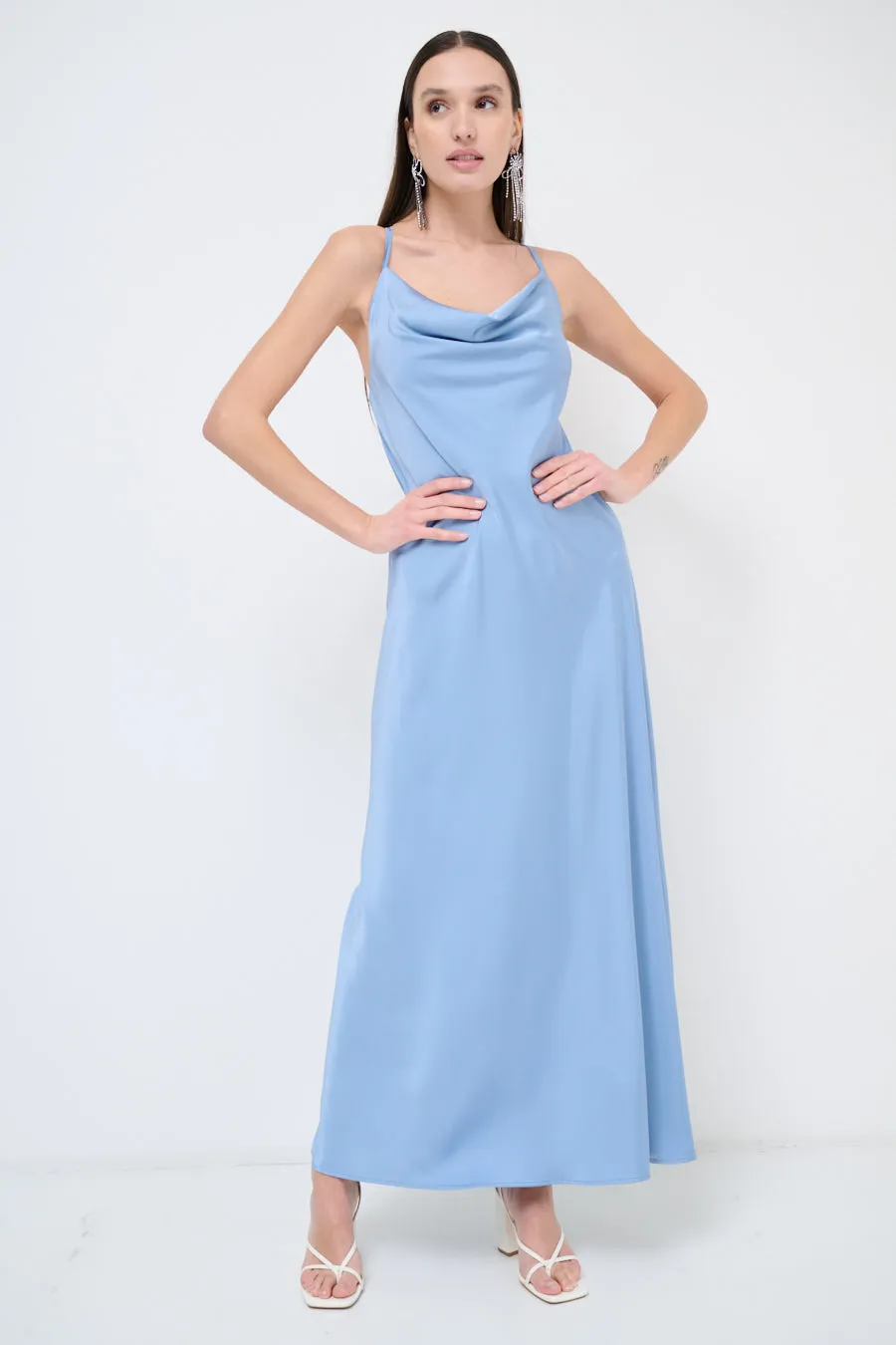 Sleek maxi dress with cowl neckline wholesale