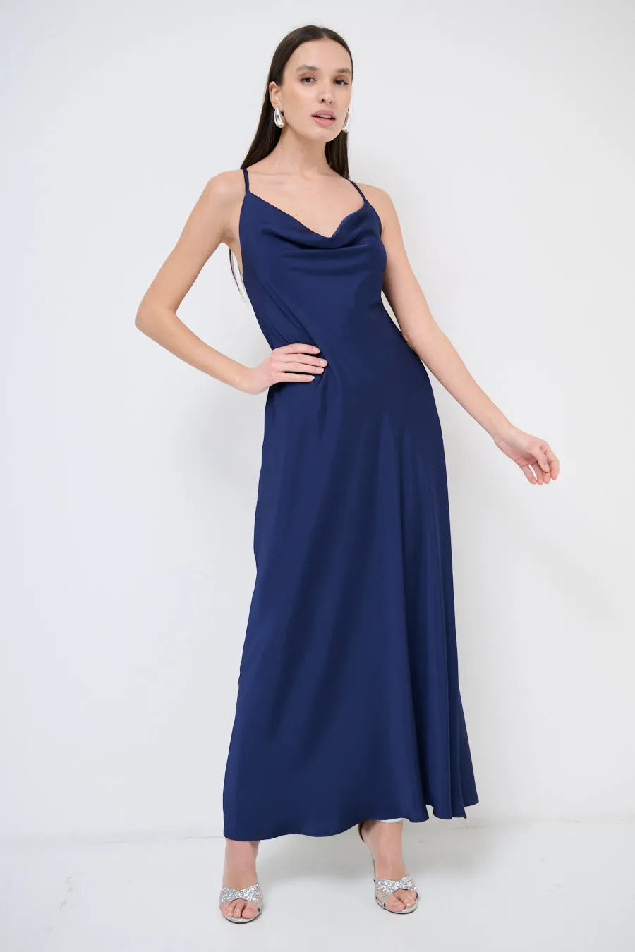 Sleek maxi dress with cowl neckline wholesale