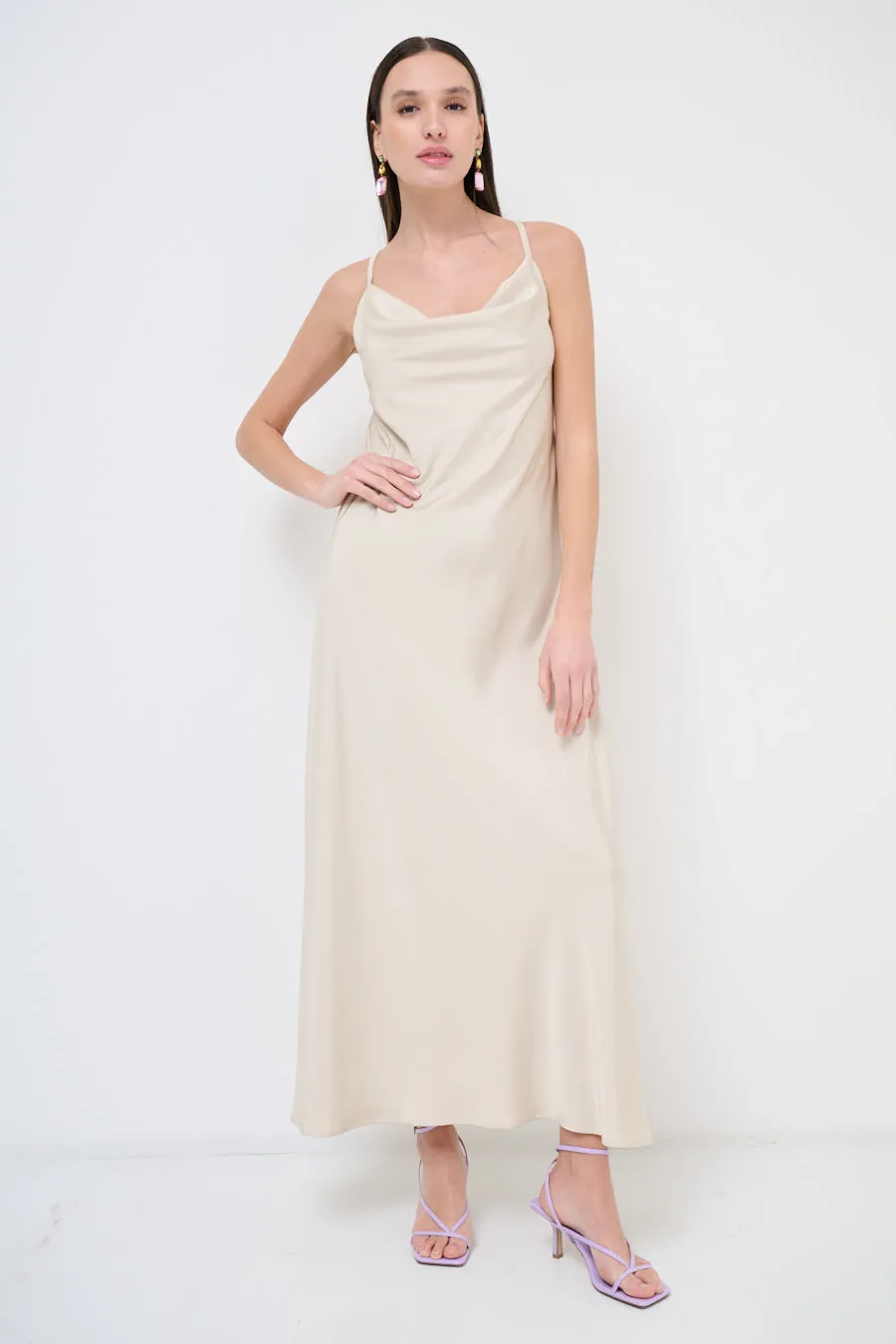 Sleek maxi dress with cowl neckline wholesale