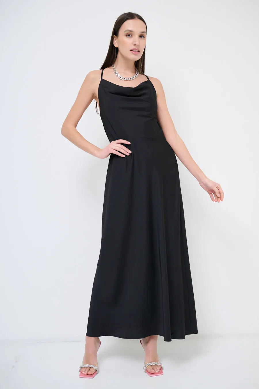 Sleek maxi dress with cowl neckline wholesale