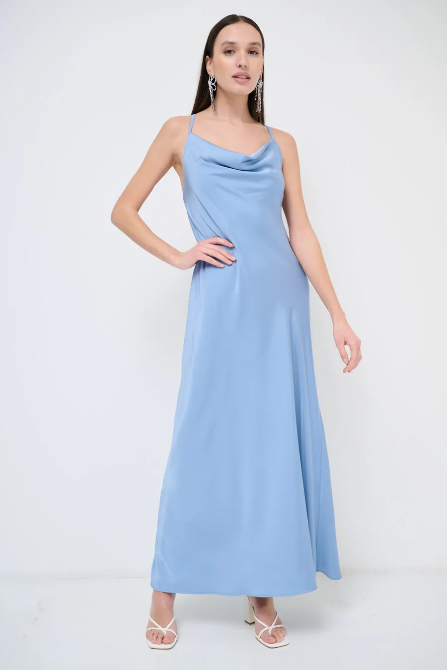 Sleek maxi dress with cowl neckline wholesale