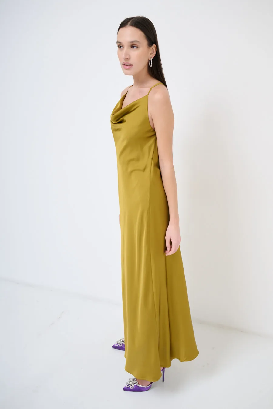 Sleek maxi dress with cowl neckline wholesale