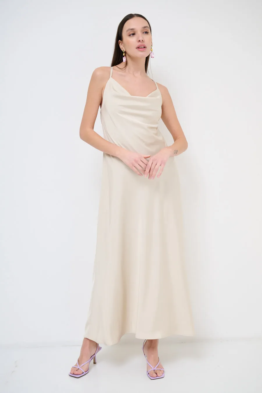 Sleek maxi dress with cowl neckline wholesale