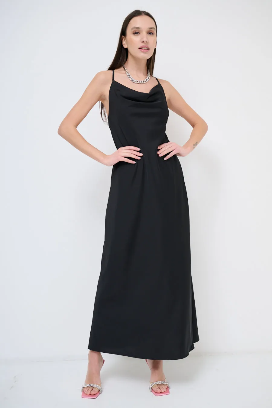 Sleek maxi dress with cowl neckline wholesale