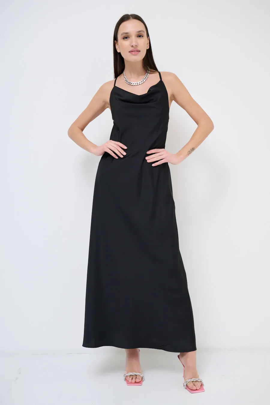 Sleek maxi dress with cowl neckline wholesale