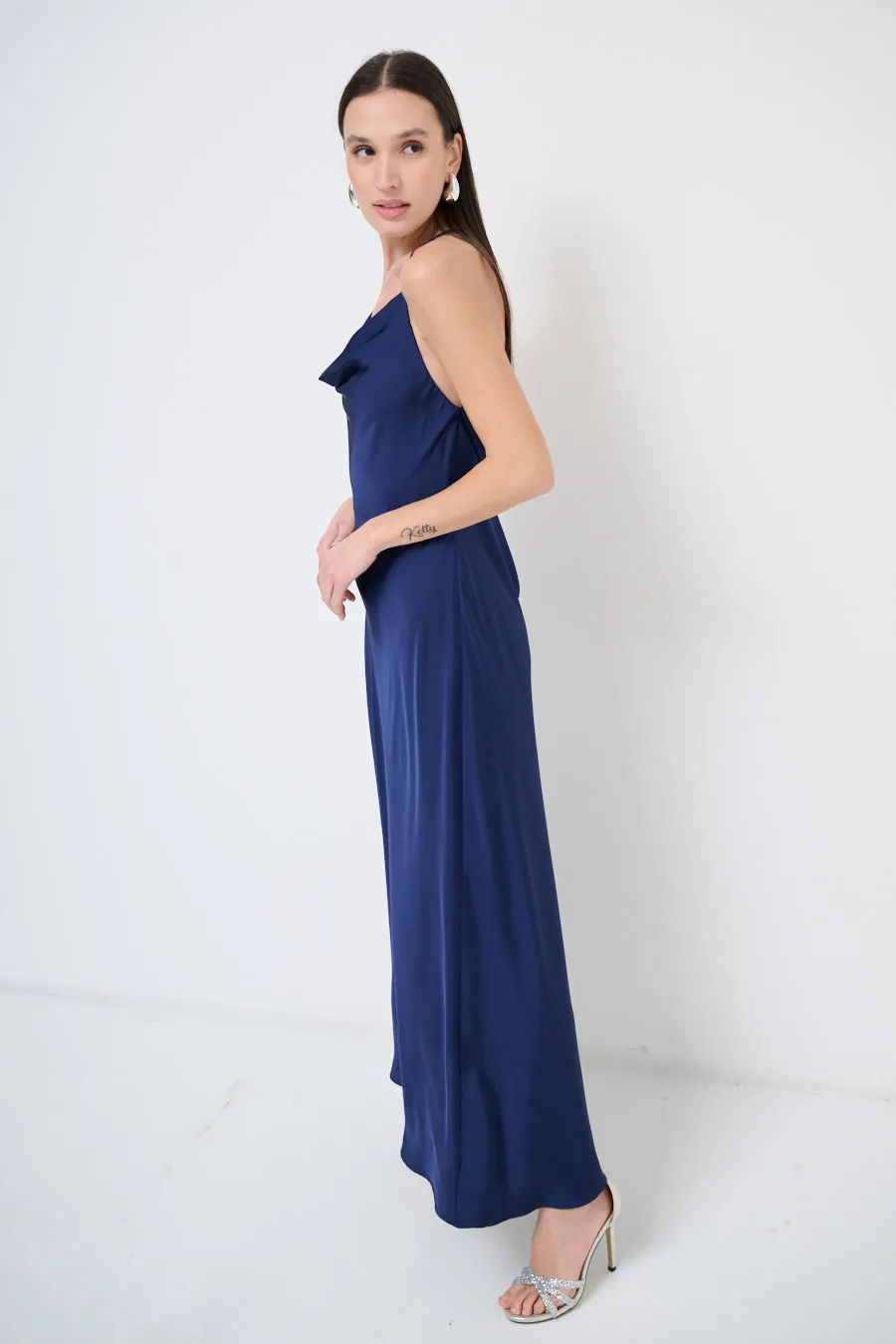 Sleek maxi dress with cowl neckline wholesale