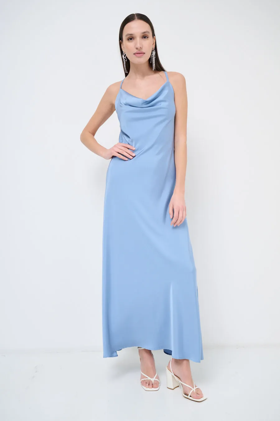 Sleek maxi dress with cowl neckline wholesale