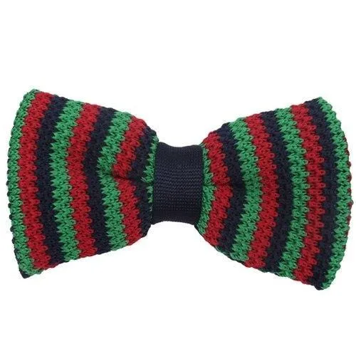 Slim Striped Knitted Bow Tie Pre-Tied