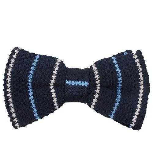 Slim Striped Knitted Bow Tie Pre-Tied