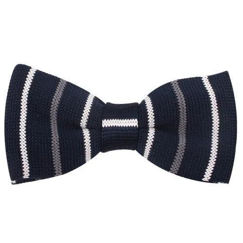 Slim Striped Knitted Bow Tie Pre-Tied