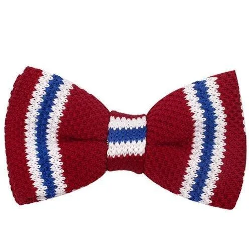 Slim Striped Knitted Bow Tie Pre-Tied