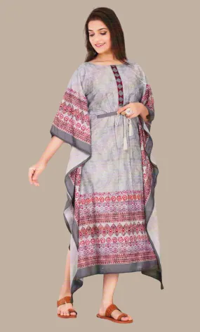 Soft Grey Printed Fusion Kaftan