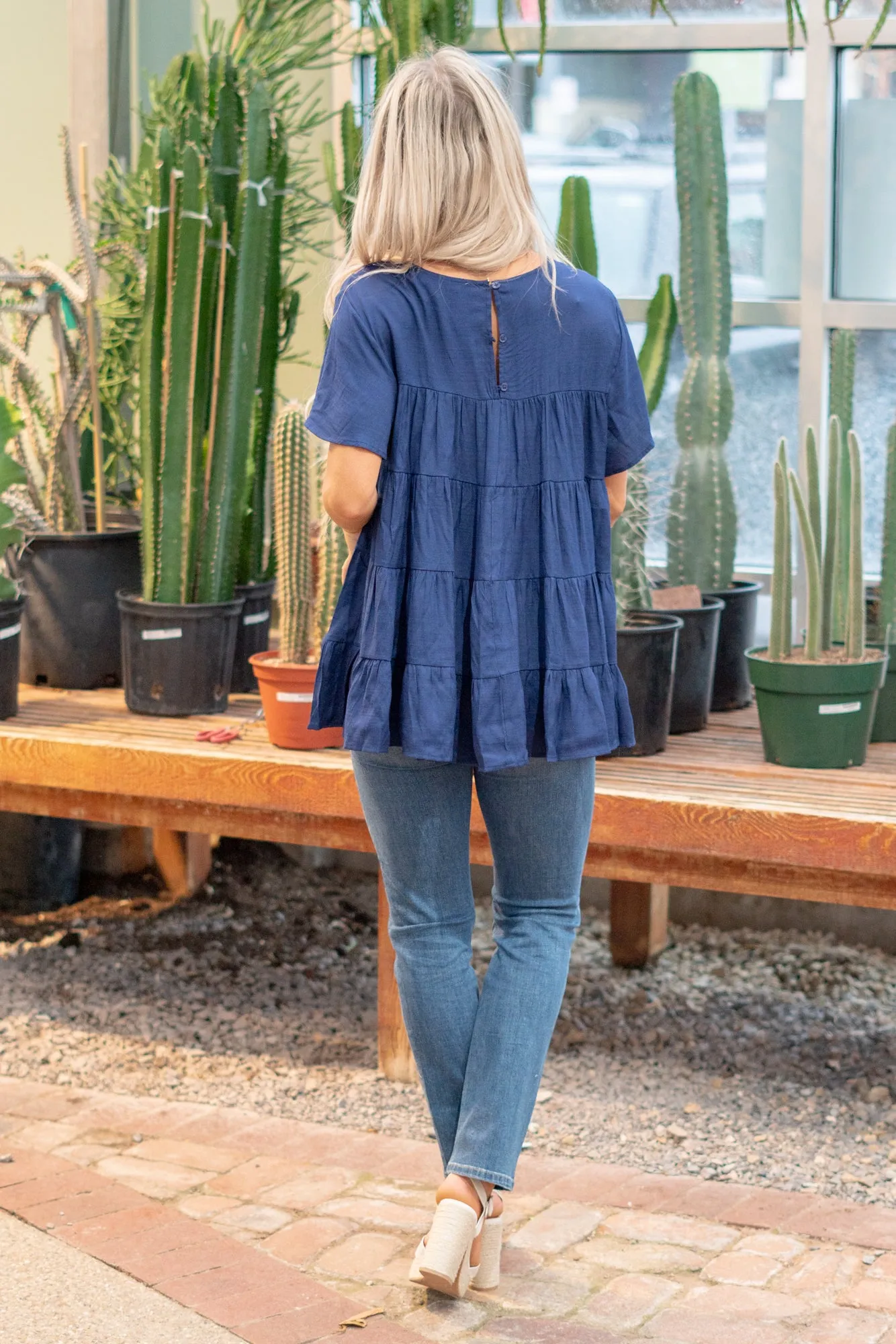 Solid Flared Short Sleeve Top