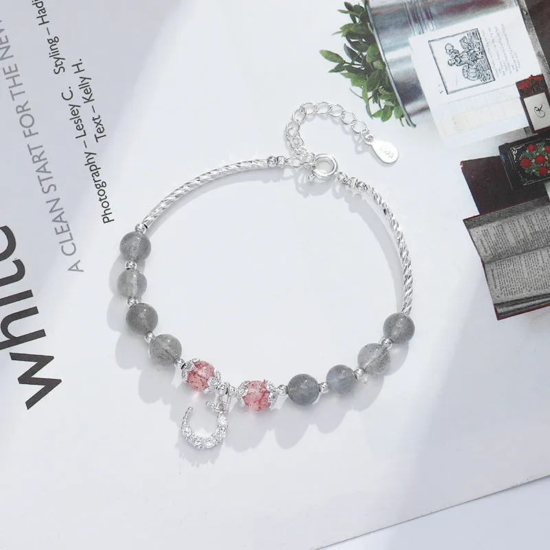 Star Moon Strawberry Crystal Bracelet - Ethereal Beauty and Charm