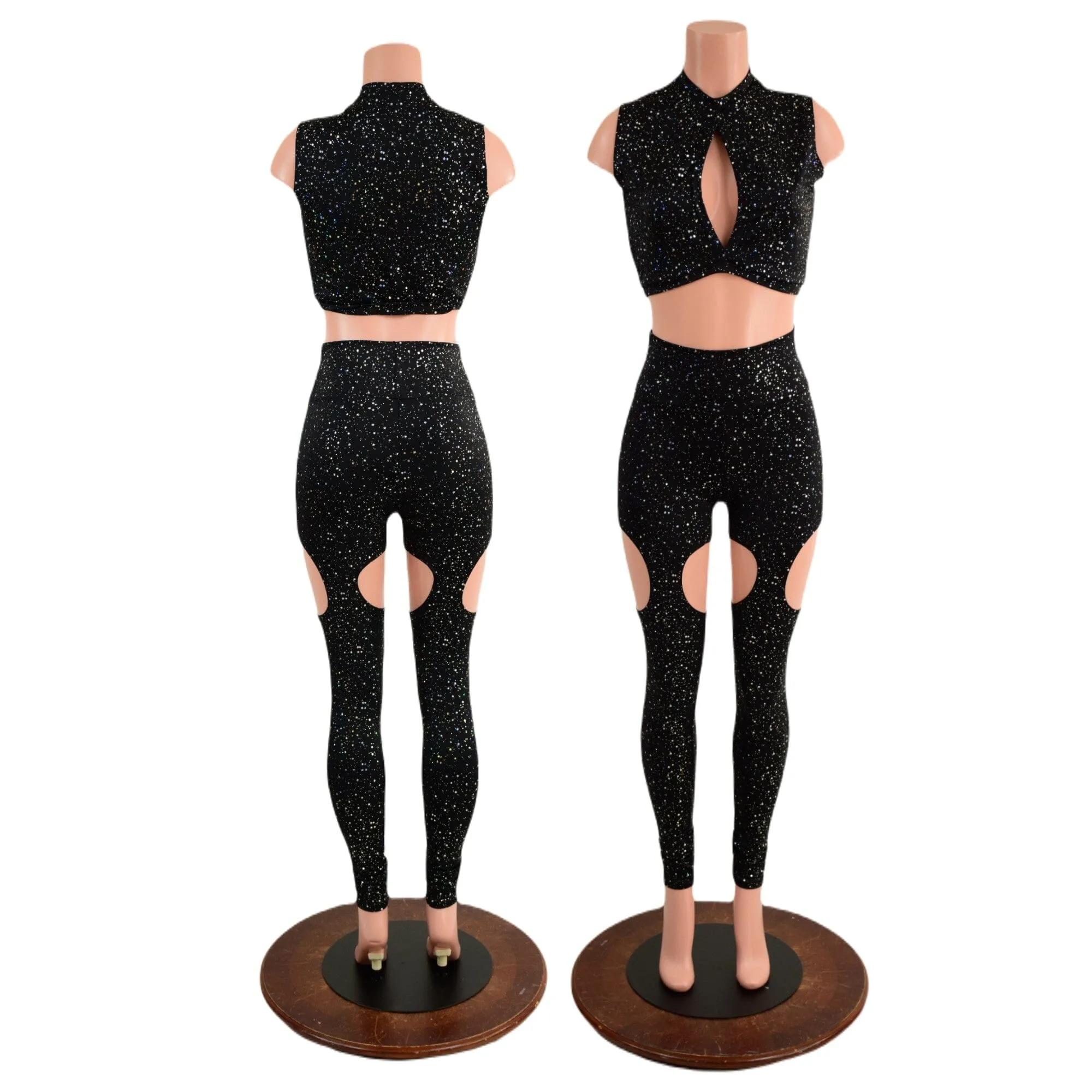 Star Noir Garter Style Leggings and Keyhole Top Set