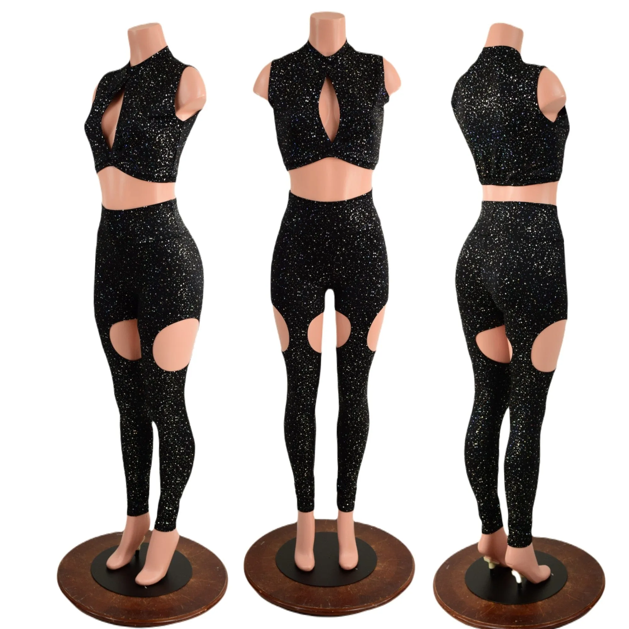 Star Noir Garter Style Leggings and Keyhole Top Set