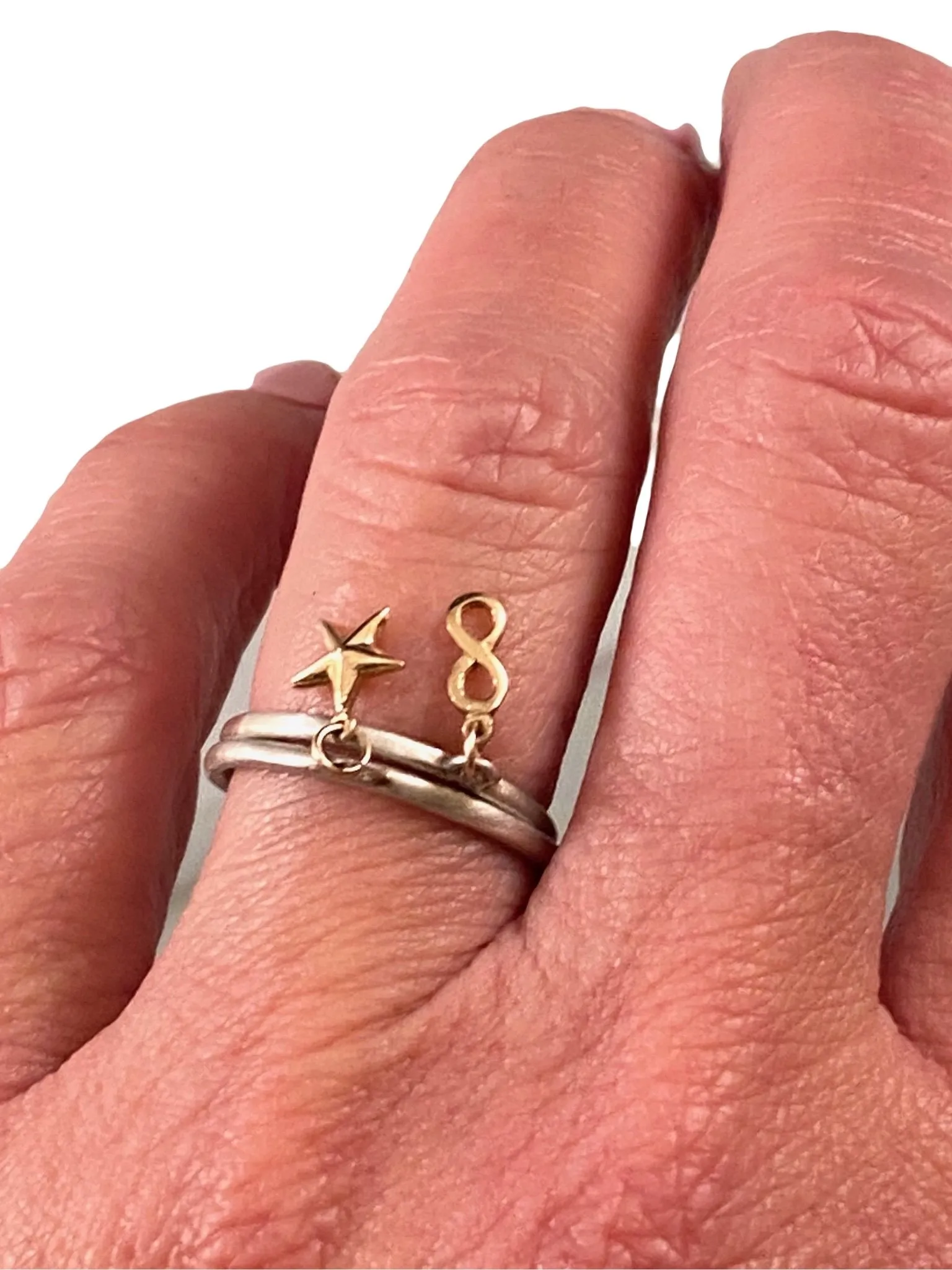 Sterling & 14K Gold Tiny Infinity Charm Ring