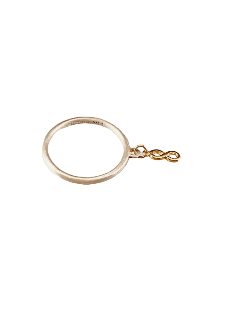 Sterling & 14K Gold Tiny Infinity Charm Ring