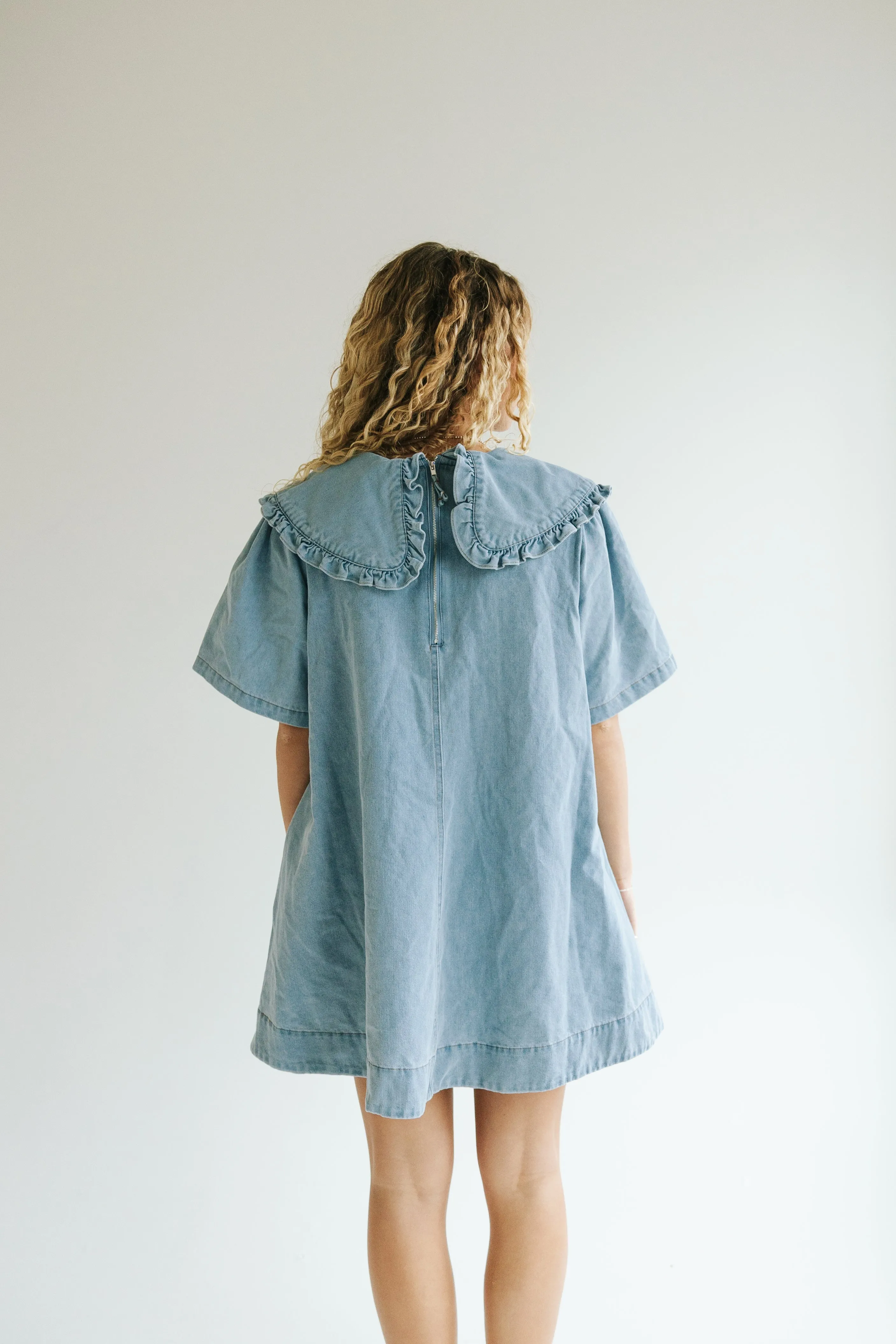 Sunday Eyelet Collar Denim Dress