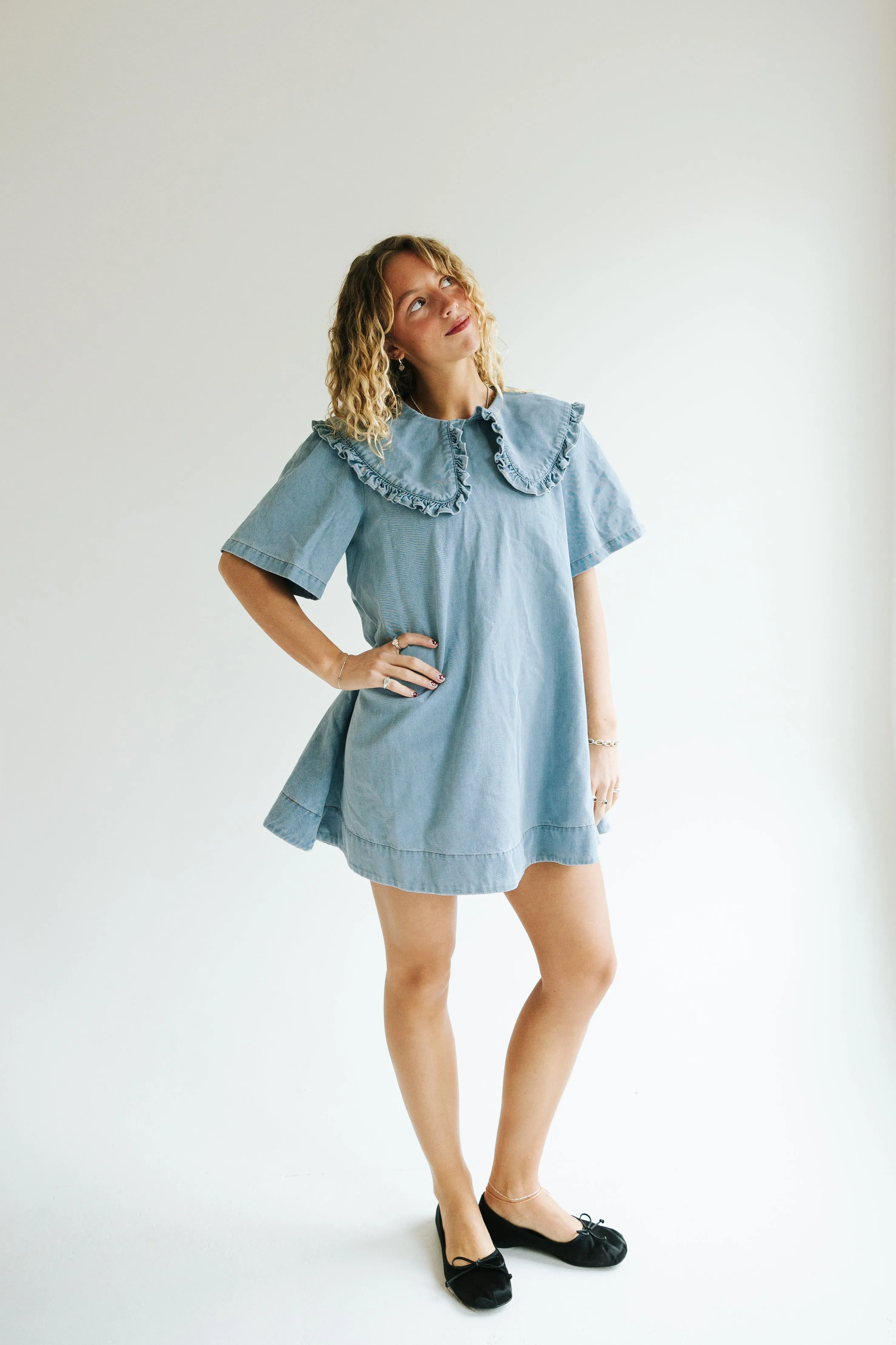 Sunday Eyelet Collar Denim Dress