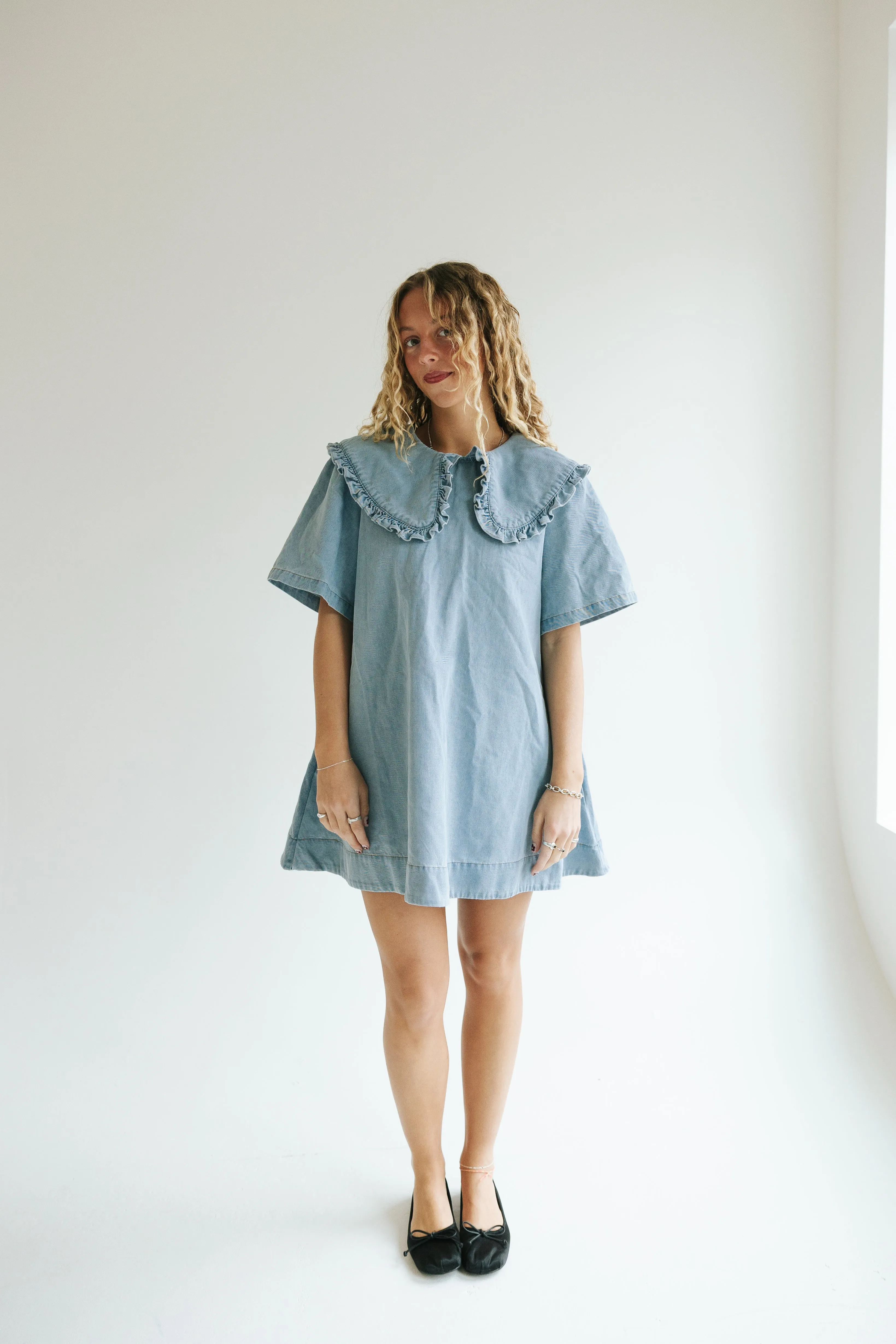 Sunday Eyelet Collar Denim Dress