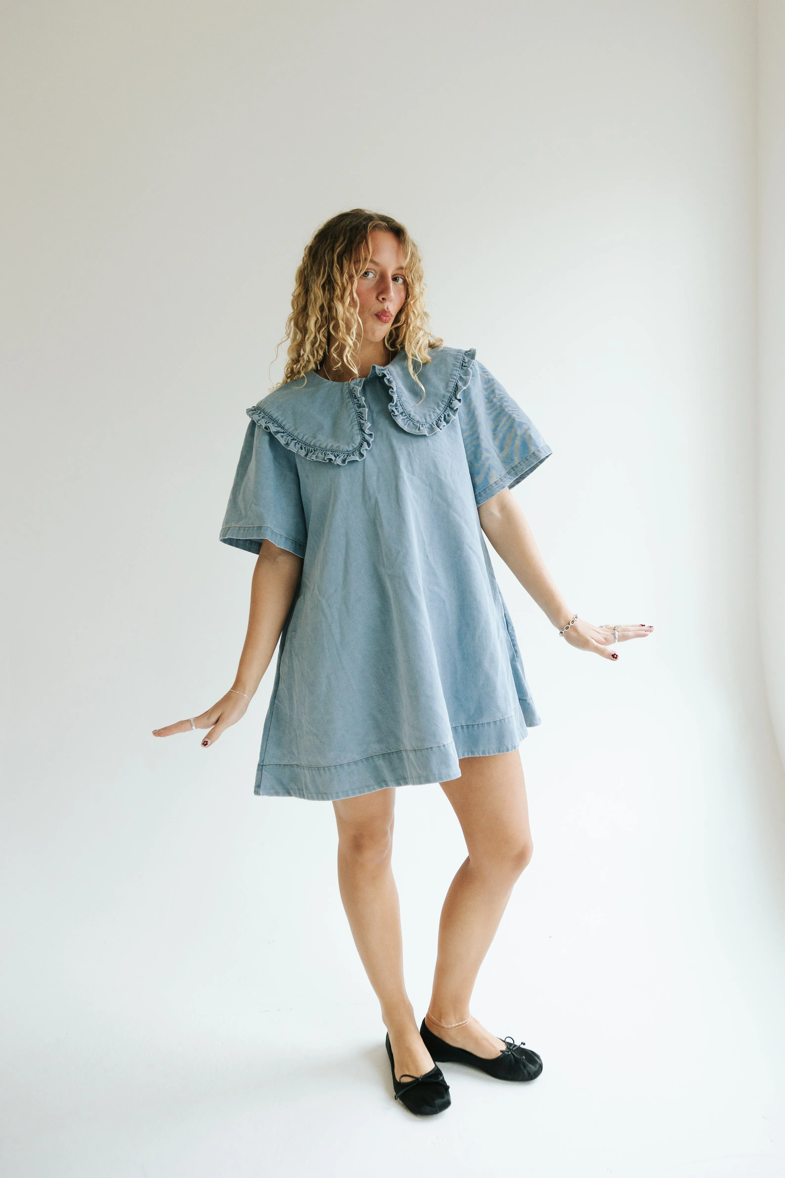 Sunday Eyelet Collar Denim Dress