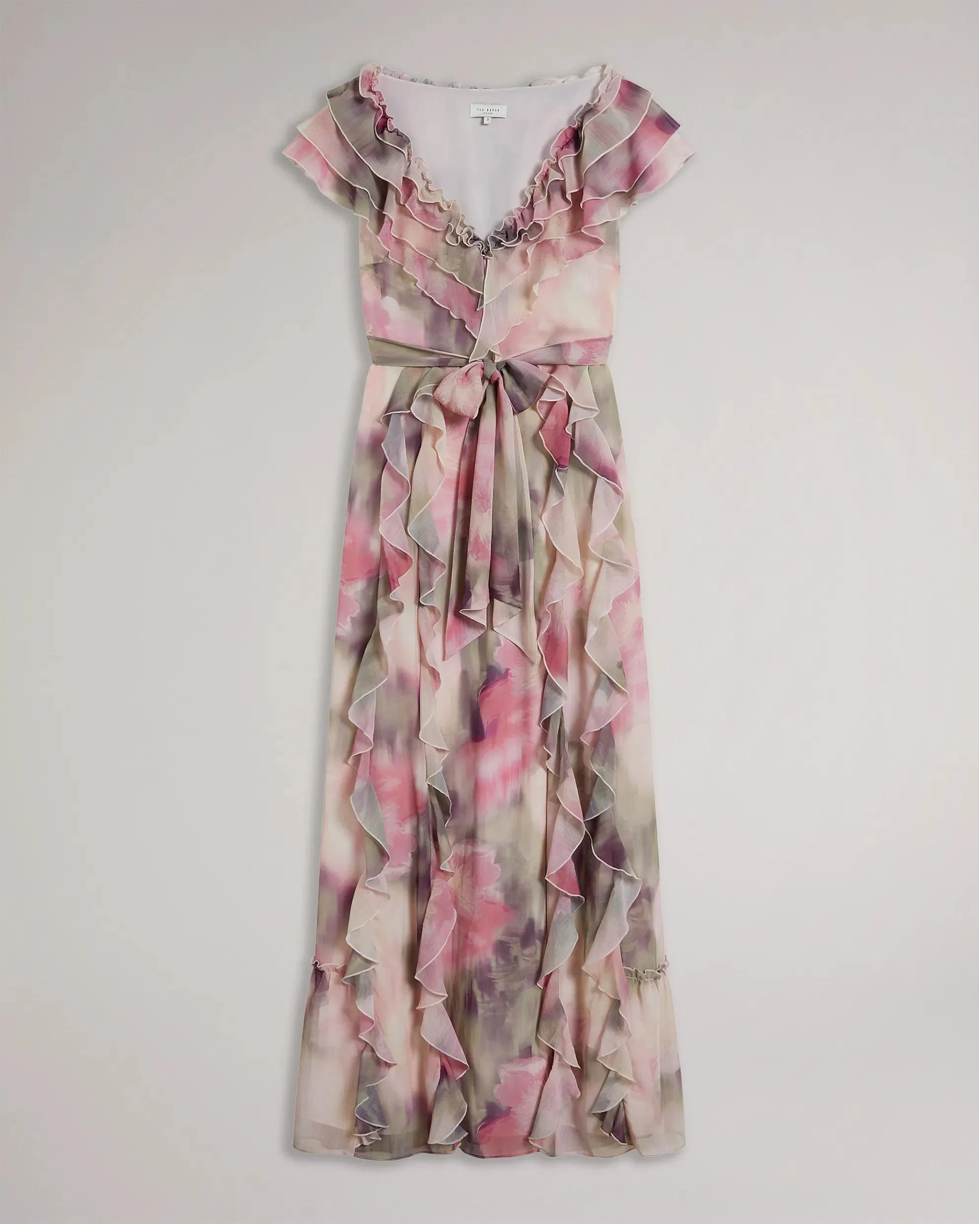 Ted Baker Karenie Frilled Floral Maxi Dress | Coral